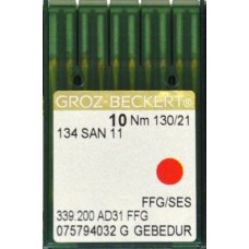 Игла Groz-Beckert 134 SAN 11 FFG GEBEDUR с толстой колбой и позолотой для трикотажа 10 шт/уп
