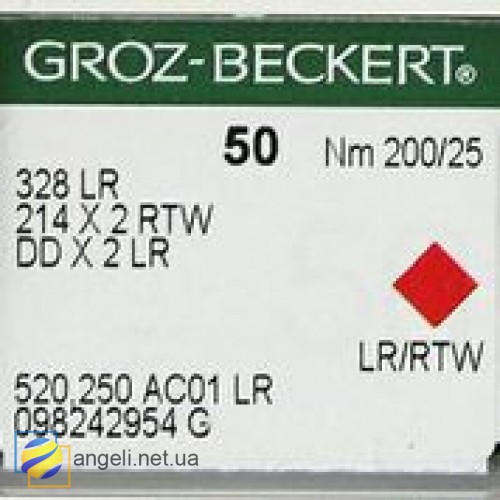 Игла Groz-Beckert 328LR, 214x2RTW, DDx2LR для кожи на мокасинную машину 10 шт/уп