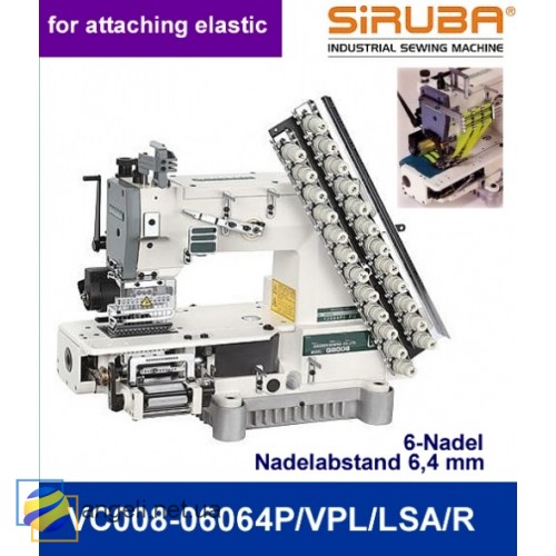  Siruba VС008-06060P / VPL / LSA / R Шестиголкова лампасна машина ланцюгового стібка з циліндричною платформою
